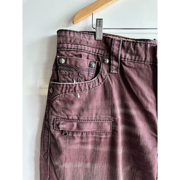 NWT ROCK REVIVAL MEN'S JEANS 42 38 JACK BIKER MOTO BURGUNDY new - Picture 8 of 16